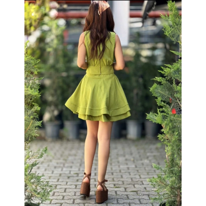 YEŞİL ETEKLİ KETEN TAKIM