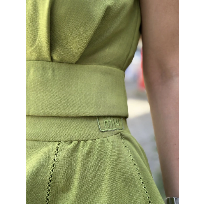 YEŞİL ETEKLİ KETEN TAKIM