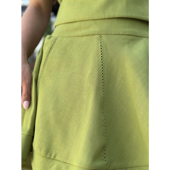 YEŞİL ETEKLİ KETEN TAKIM