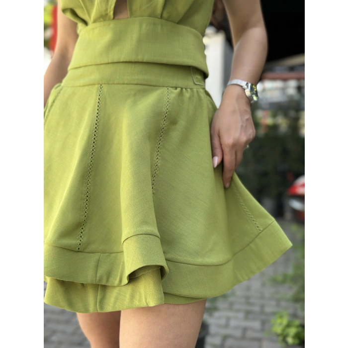 YEŞİL ETEKLİ KETEN TAKIM