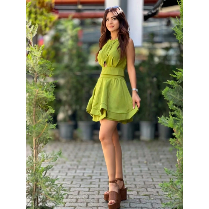 YEŞİL ETEKLİ KETEN TAKIM