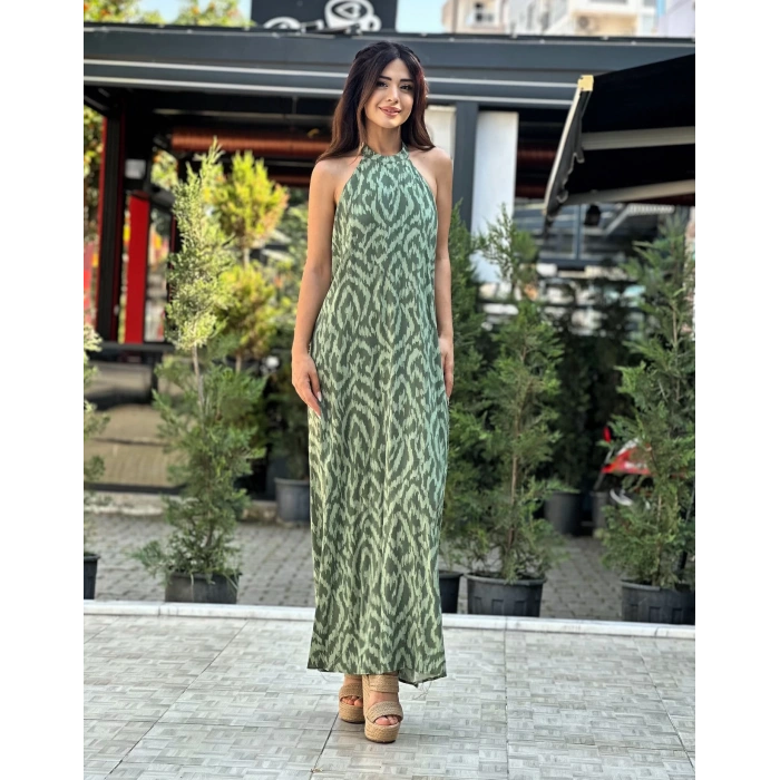 YEŞİL ZİKZAK ELBİSE