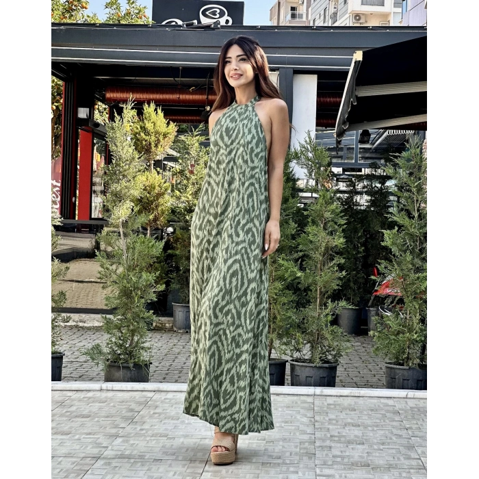 YEŞİL ZİKZAK ELBİSE