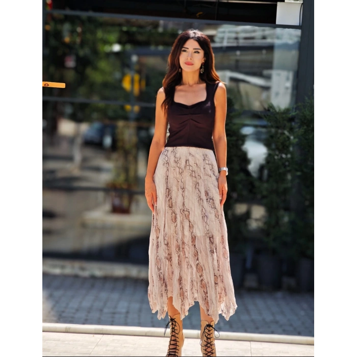 YILAN DESENLİ ŞİFON ETEK