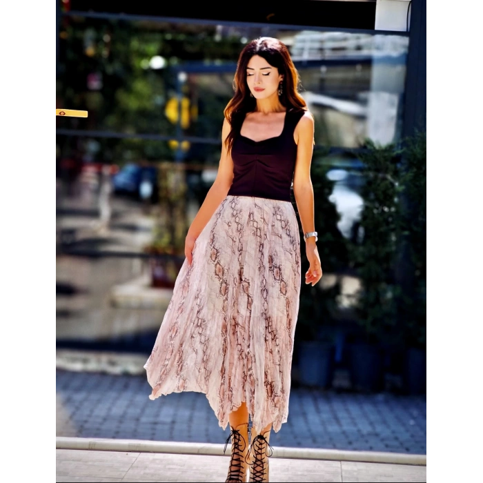 YILAN DESENLİ ŞİFON ETEK