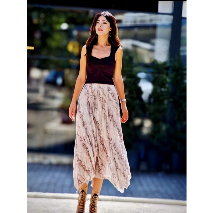 YILAN DESENLİ ŞİFON ETEK