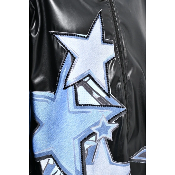 YILDIZ DETAY DERİ CEKET