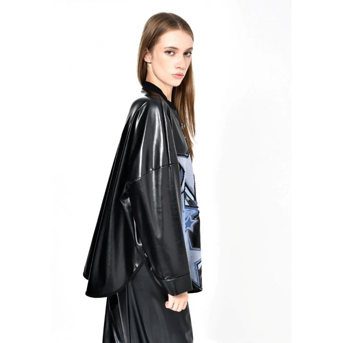 YILDIZ DETAY DERİ CEKET