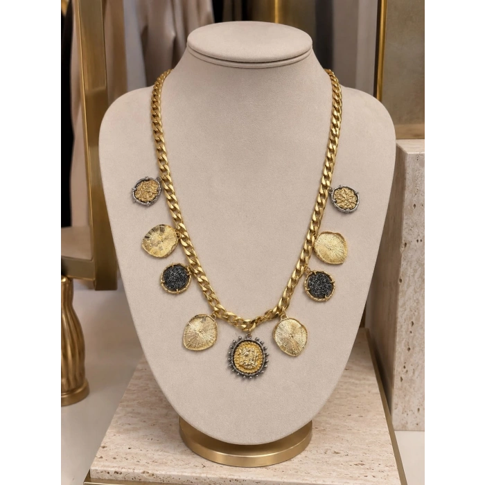 YUVARLAK DETAYLI GOLD KOLYE