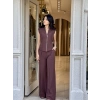 KAHVE FERMUARLI YELEKLİ TAKIM