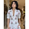 İTHAL NAKIŞ İŞLEMELİ BEYAZ ELBİSE
