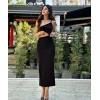 BEL DEKOLTELİ SİYAH ELBİSE