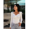 BEYAZ KRUVAZE YAKA DRAPELİ BLUZ