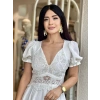 BEYAZ SIRT DETAY ELBİSE WİEN