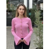 BİSİKLET YAKA DÜĞMELİ İSPANYOL KOL TRİKO PEMBE