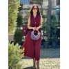 BORDO ÇITÇITLI UZUN ELBİSE