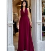 BORDO SIRT DEKOLTELİ FM ELBİSE
