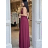 BORDO SIRT DEKOLTELİ FM ELBİSE