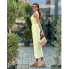 BOYUNDAN ASKILI SARI ELBİSE