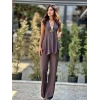 BROŞ DETAYLI UZUN YELEK PANTOLON TAKIM