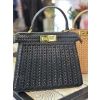 DERİ ÖRGÜ DESENLİ ÇANTA