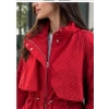 IŞILTILI KIRMIZI TRENCHCOAT NX
