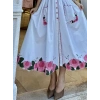 İTHAL PEMBE ÇİÇEK NAKIŞLI ELBİSE