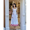 İTHAL PEMBE ÇİÇEK NAKIŞLI ELBİSE