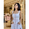İTHAL PEMBE ÇİÇEK NAKIŞLI ELBİSE
