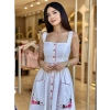 İTHAL PEMBE ÇİÇEK NAKIŞLI ELBİSE