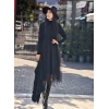 İTHAL TRİKO TÜL DETAY SİYAH ELBİSE