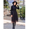 İTHAL TRİKO TÜL DETAY SİYAH ELBİSE