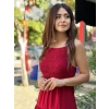 KIRMIZI UZUN KETEN ELBİSE