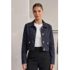 LACİVERT JEAN CEKET GOLD DÜĞMELİ