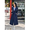 LACİVERT YAZI BASKILI TRENCOAT