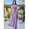 LİLA TEK OMUZ ELBİSE