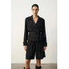 SATEN DOKULU KISA TRENCHCOAT