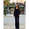 SİYAH BEL KEMER DETAYLI PANTOLON CEKET TAKIM