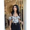 SİYAH BEYAZ KOL DETAY BÜSTİYER W3