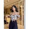 SİYAH BEYAZ KOL DETAY BÜSTİYER W3