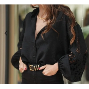 KOL İŞLEMELİ GÖMLEK SİYAH