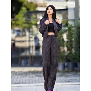 ÇİZGİLİ İŞLEMELİ BOMBER CEKETLİ TAKIM