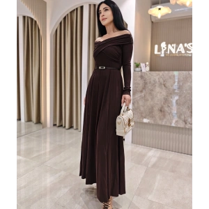 KEMERLİ KAYIK YAKA ELBİSE LFN