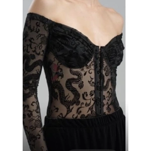 SİYAH TÜL UZUN KOLLU BUSTİYER W3