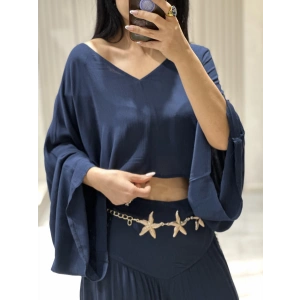 LACİVERT ASİMETRİK NSN KIMONO