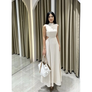 KETEN BEL DEKOLTELİ ELBİSE FM