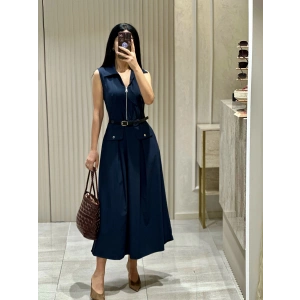 LACİVERT FERMUARLI ELBİSE