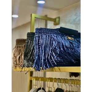 PÜSKÜLLÜ HASIR ÇANTA