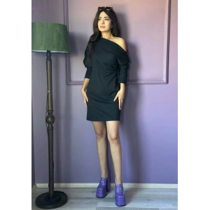 ANTRASİT BALON KOL ELBİSE