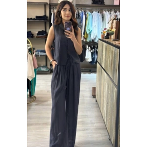 ANTRASİT DÜĞMELİ YELEKLİ TAKIM